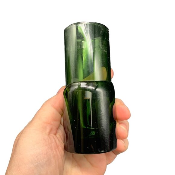 Vintage Set Mid Century Danish Modern Green Encased Shot Art Glass Avocado Green - Picture 6 of 9
